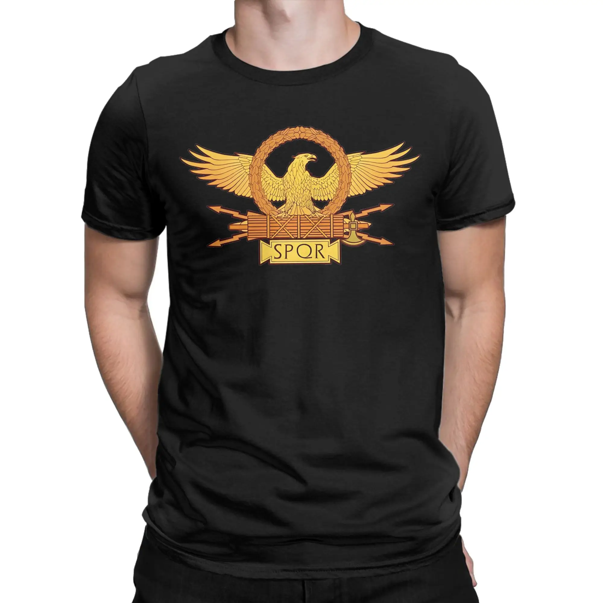 Hip Hop Ancient Rome SPQR Eagle Standard T-Shirt Men Round Neck Short Sleeve Clothing  Cotton Summer Top Tee