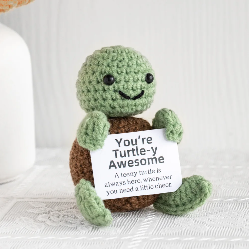 New Knitted Positive Turtle Doll Handmade Emotional Support Positive Crochet Sea Turtles Gifts for Christmas New Year Birthday