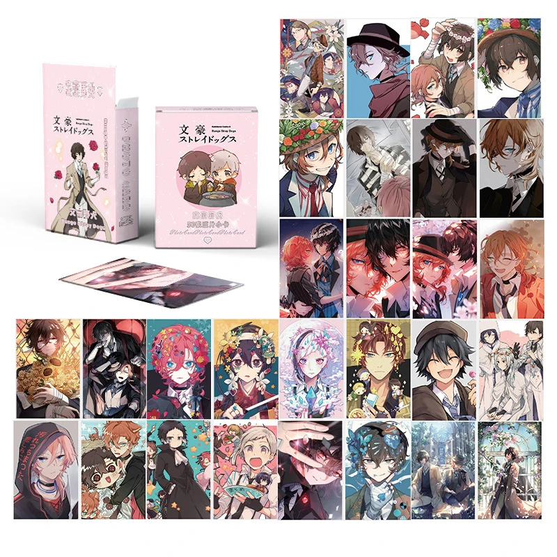 

50 шт./компл. коллекционные карты аниме Bungo Stray Dogs лазерные карты Dazai Osamu Nakahara Chuuya мультяшная печатная карта подарки для фанатов ﻿