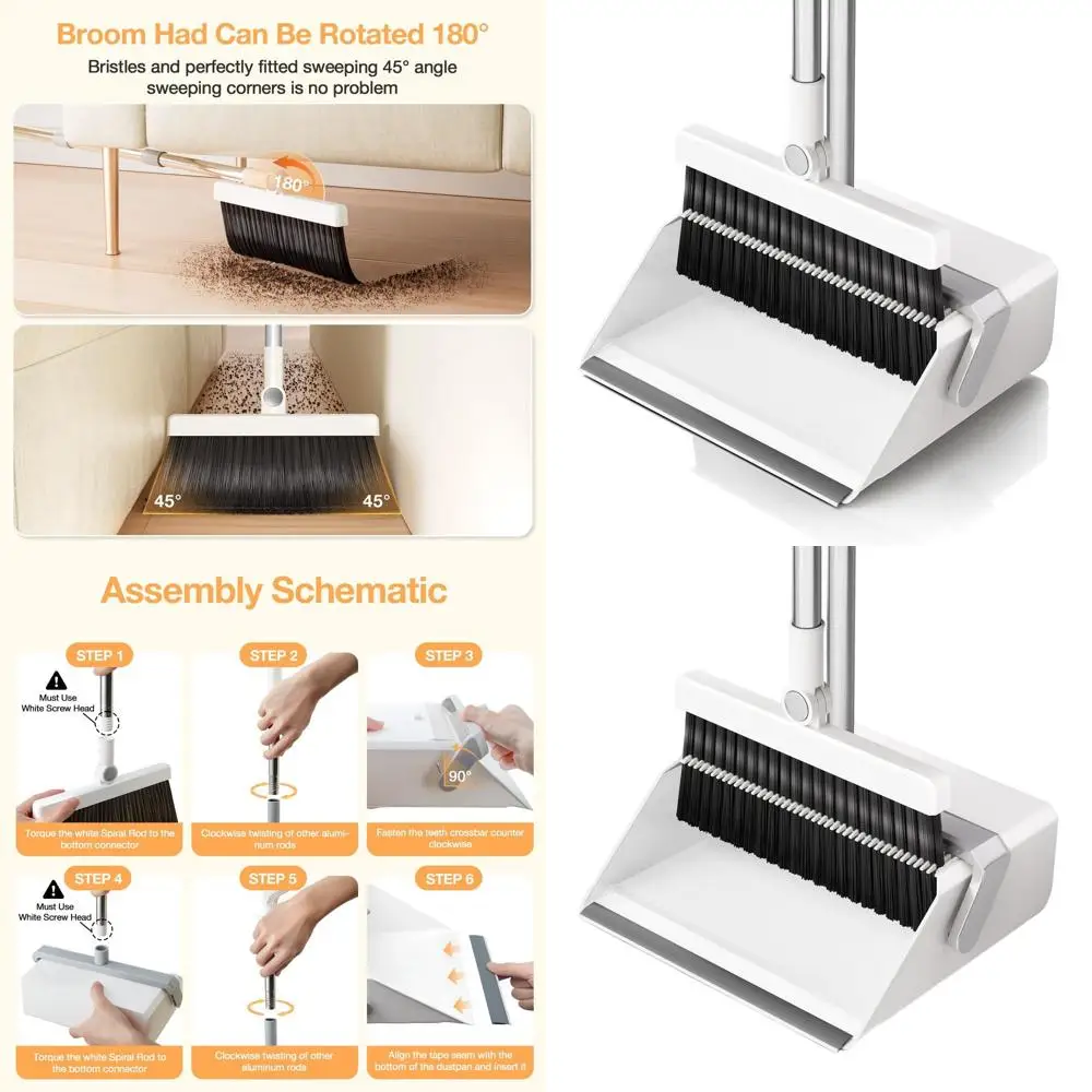

Pet Hair Broom and Dustpan Set: Self-Cleaning, High-Density, Windproof for Indoor & Outdoor Use