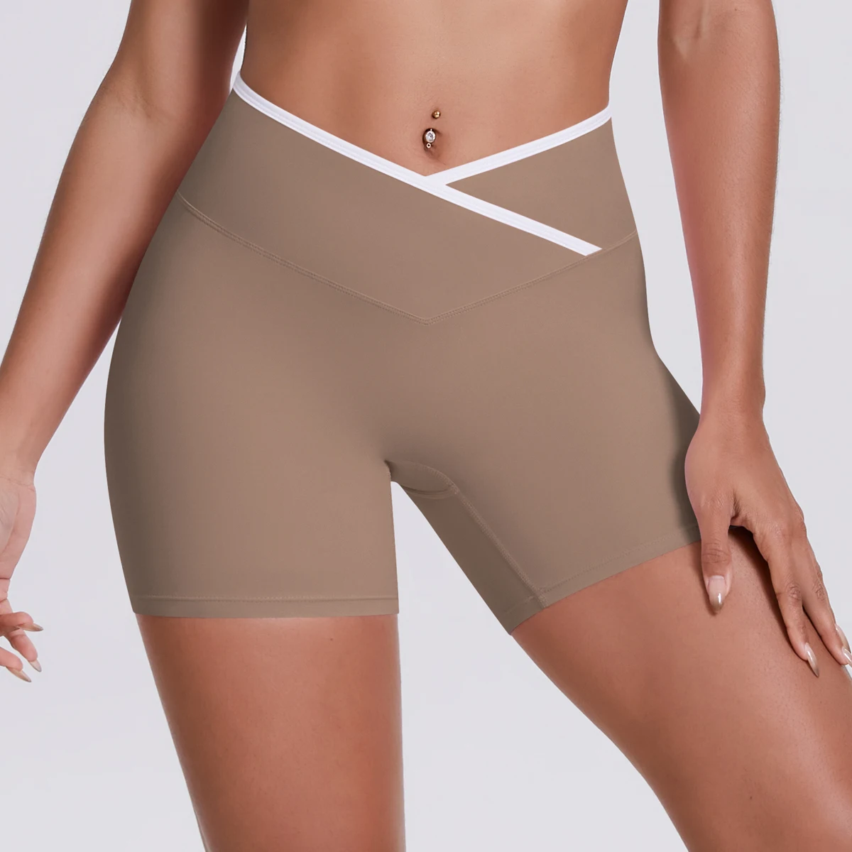 Yoga-Shorts, Damen-Fitness-Shorts, Shorts mit V-förmiger Taille, Lauf- und Fahrradshorts, atmungsaktive Sportleggings, Shorts mit hoher Taille für das Training und das Fitnessstudio. – Detail 25
