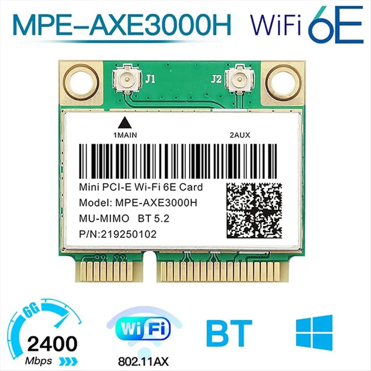 T35C Tri Band 5374Mbps WiFi 6E -AXE3000H AX210 Wireless Card BT 5.2 for PCIE Wi-Fi Adapter Win10 for Desktop/Laptop - view 3