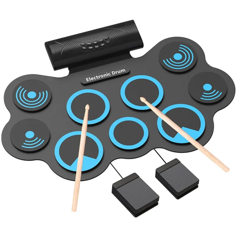 

2025 Professional Roll-Up Electronic Drum Set 9 Pad Portable Kit for Adult Beginners
