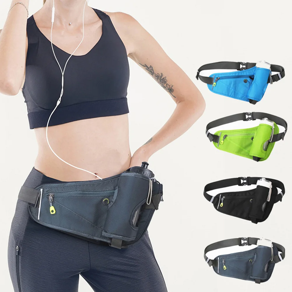 

Running Belt With Water Bottle Holder Hydration Belt Waist Pack Bag Adjustable Sports Waist Cycling Hiking Belt For Woman Men