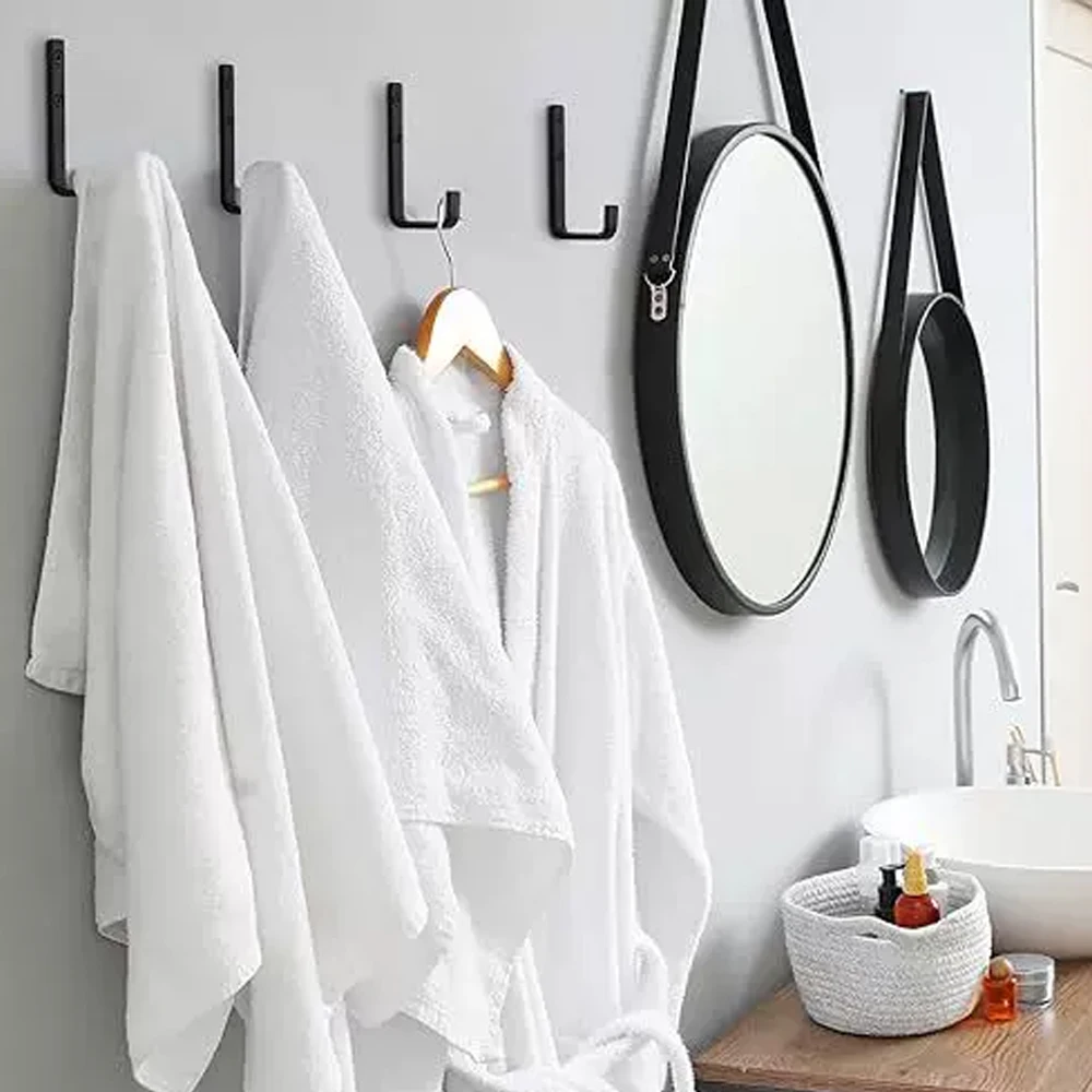 Wall Mounted Coat Rack Black Wall Hook Hanger, Towel Hanging Hook Clothes Keys Storage Metal Rack Holder Kitchen Bathroom Organi - view 5