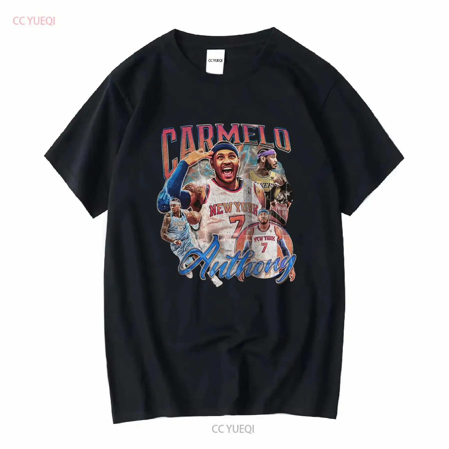Carmelo Anthony Camiseta Baloncesto Clásico 90s Mangas largas o cortas vintage Lavado Versátil Unisex Suave Estirado