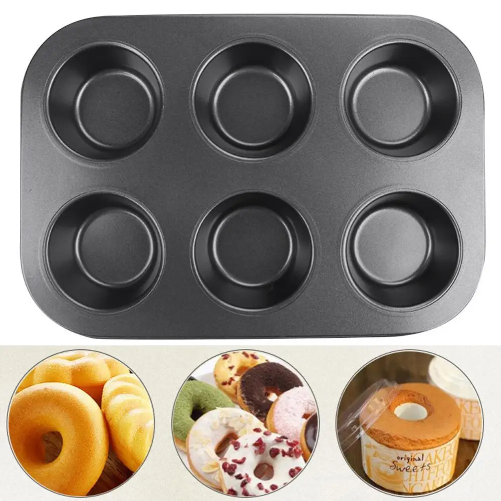 Mold Carbon Steel DIY Bakeware Cupcake Pan Muffin Tray 6-Cup Non-Stick Cake Baking Cupcake Tray Pan Kitchen Tool Oven Trays