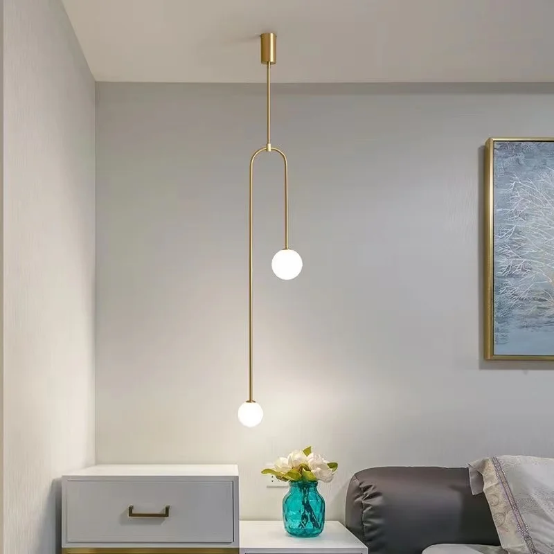 

Nordic bedroom bedside Chandelier modern Pendant lights Gold kitchen Dining living room background wall led glass ball Hanglamp