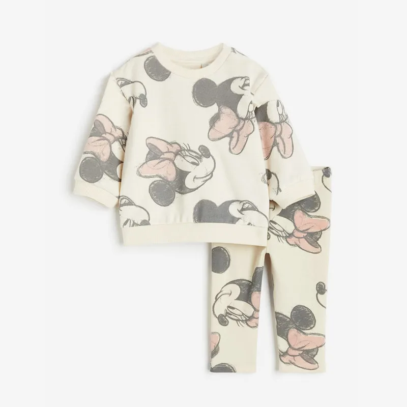 Kids Baby Girl Spring Autumn Clothes Sets Cute Minnie Print Sweatshirt+Pants 2Pcs Casual Long Sleeve Outfits