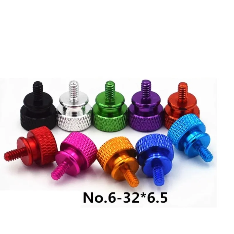 6#-32x6.5/M3.5 Colorful Aluminum Step Thumb Screw Case Side Panel Screw Knurled Hand Screws Anodized 11 Colors