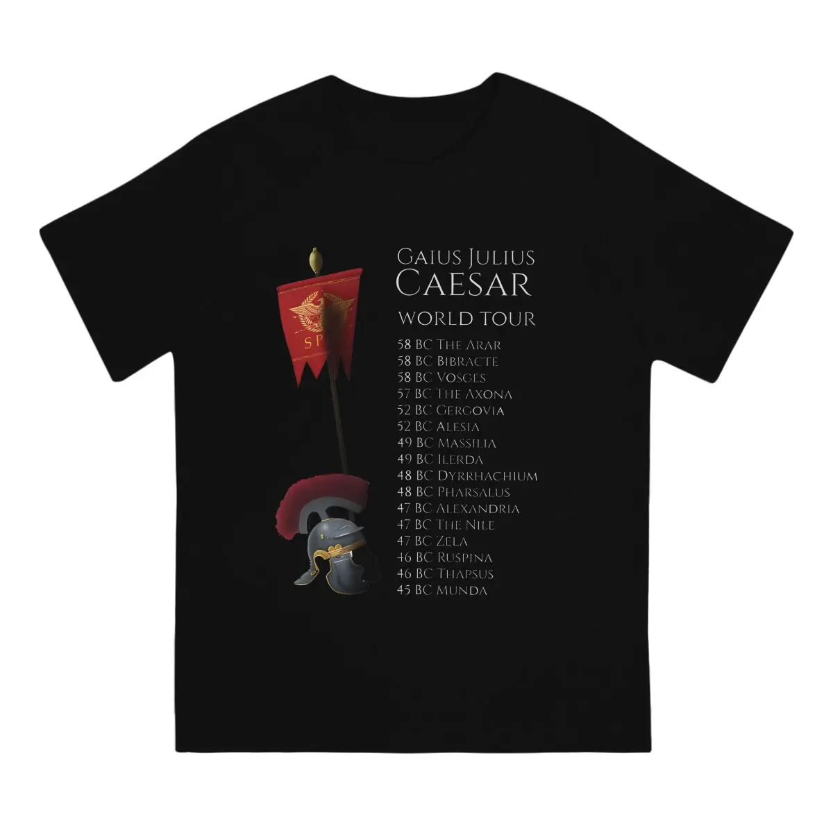 Men's T-Shirt Gaius Julius Caesar World Tour Hipster 100% Cotton Tees Short Sleeve Ancient Rome T Shirts Round Collar Clothing