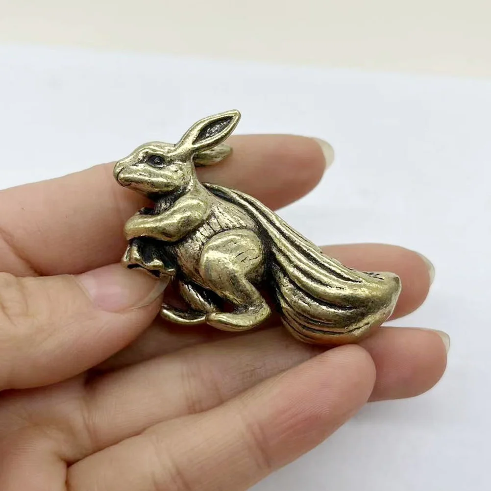 تمثال أرنب نحاسي رائع لديكور سطح المكتب القديم لغرفة المعيشة ورف الدراسة وعرض ملحقات حرفية للحيوانات في الأماكن المغلقة والخارجية #6