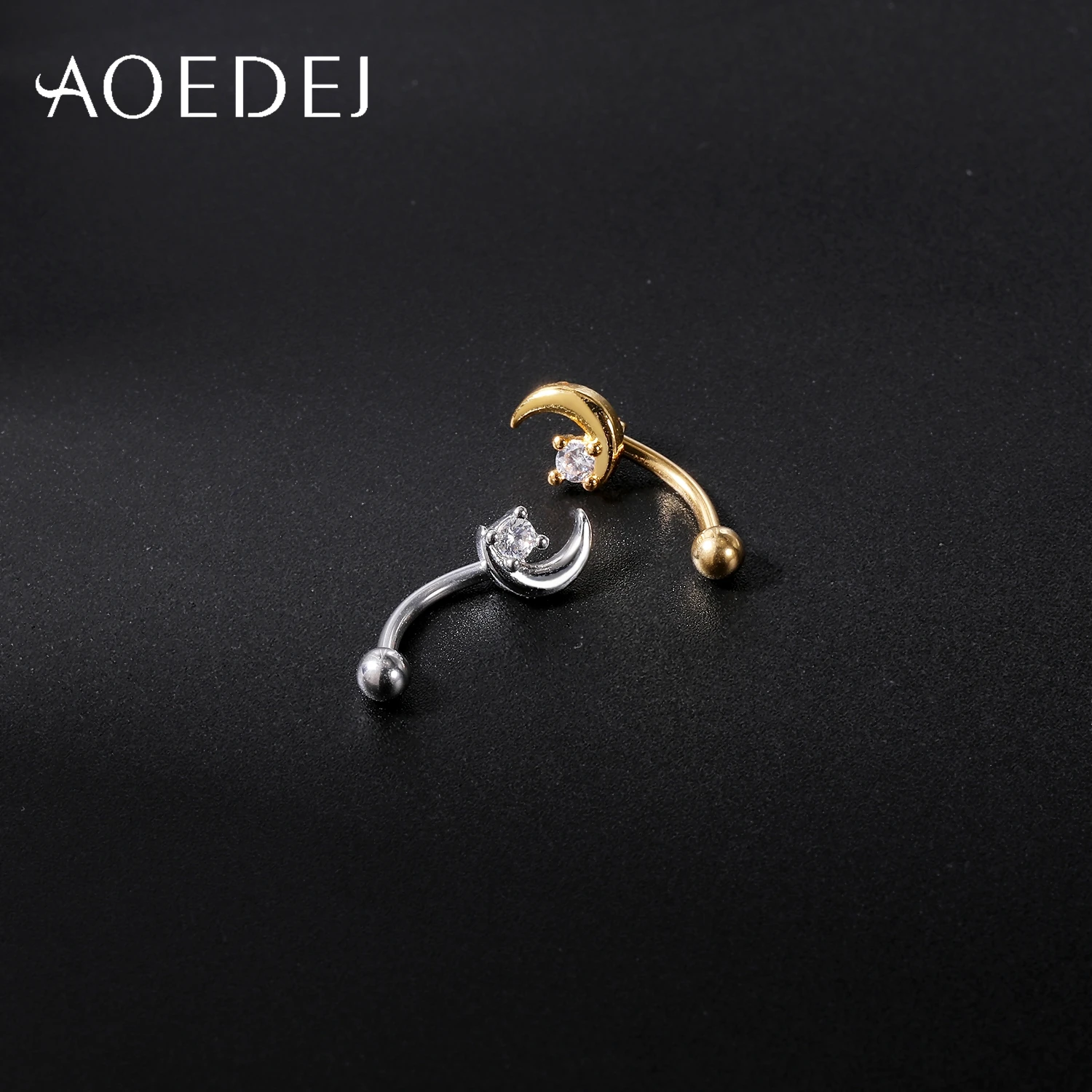 AOEDEJ 1 Piece Stainless Steel 16G Eyebrow Stud 8/10MM Eyebrow Piercing Star Moon Butterfly Shape Labret Lip Piercings Jewelry