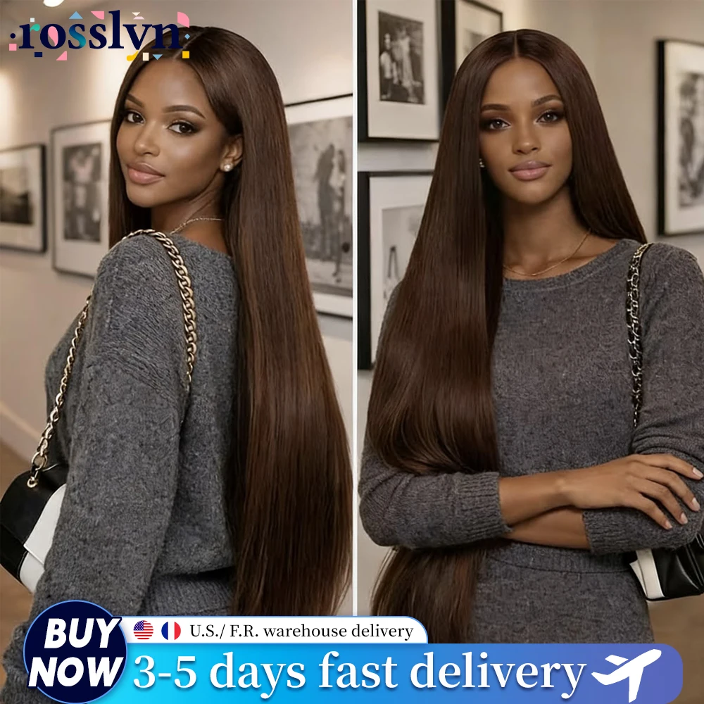 

13x6 Transparent HD Lace Chocolate Brown Colored Human Hair Wigs 13x4 Bone Straight Pre Plucked Lace Front Wig For Women