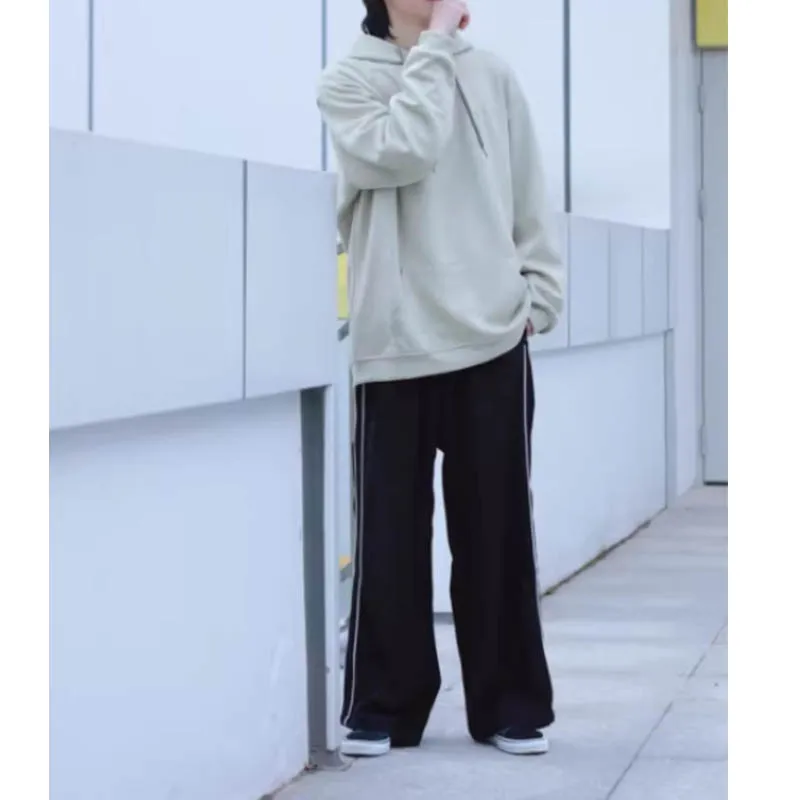 

Outdoor casual black striped trousers women summer loose straight tube show thin wide-legged sports trousers