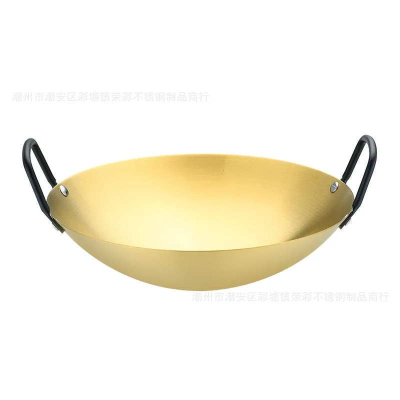 

Korean stainless steel griddle bar Ding seafood pot wok extra thick soup pot alcohol stove golden Lamian Noodles pot hotpot