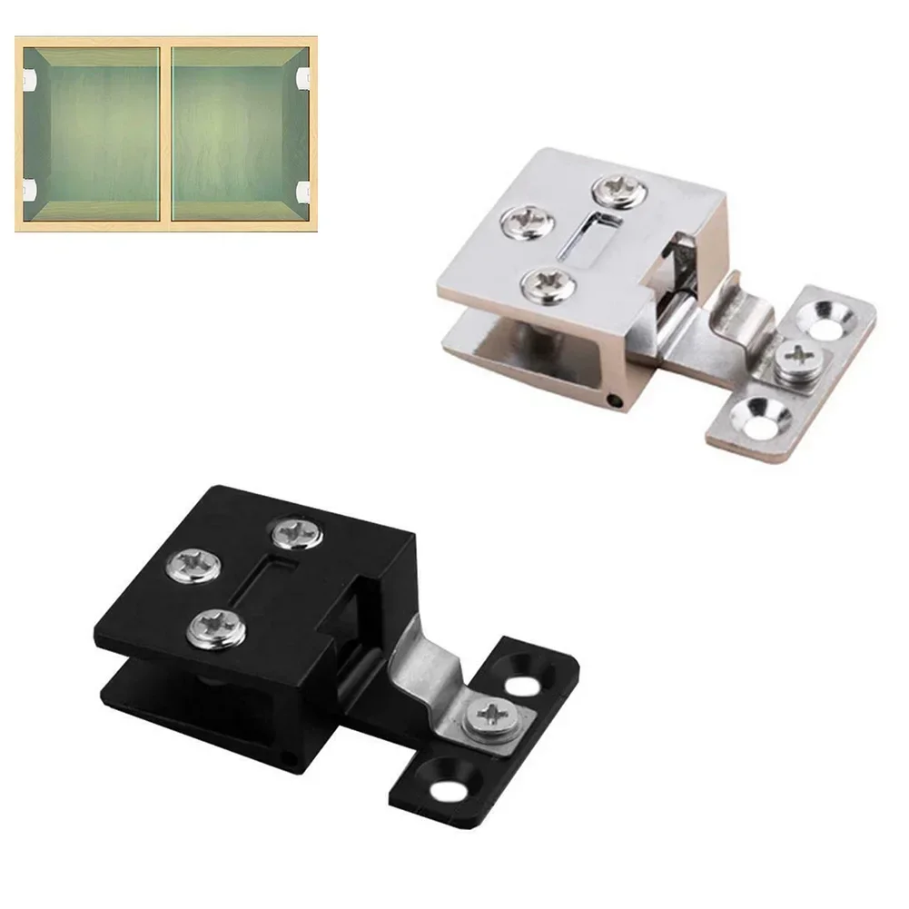 Glass Door Hinge Cupboard Display Cabinet Gate Clamp Punch Wine Cabinet Glass Hinge Furniture Hardware Accessories