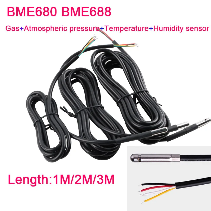 

BME680 BME688 Маломощный датчик качества воздуха, барометрический датчик температуры и влажности, водонепроницаемый зонд из нержавеющей стали 304, I2C