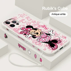 Myszka Minnie Disney urocza dla Apple iPhone 15 14 13 12 11 XS XR X 8 7 SE Pro Ultra Max Plus Mini etui na lewą linę