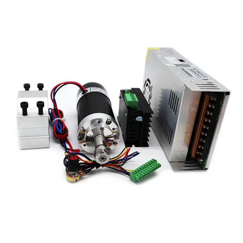 CNC Air-cooled Spindl ER11/ER16 Collet 500W/300W Brushless Spindle Motor Engraving Machine 48V Power Supply Driver +52mm Clamp