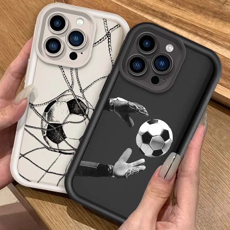 

Football Art Creative Hot Phone Case For Apple iPhone 16 15 14 13 12 11 Pro Max Plus Eye Ladder Soft TPU Silicone Cover