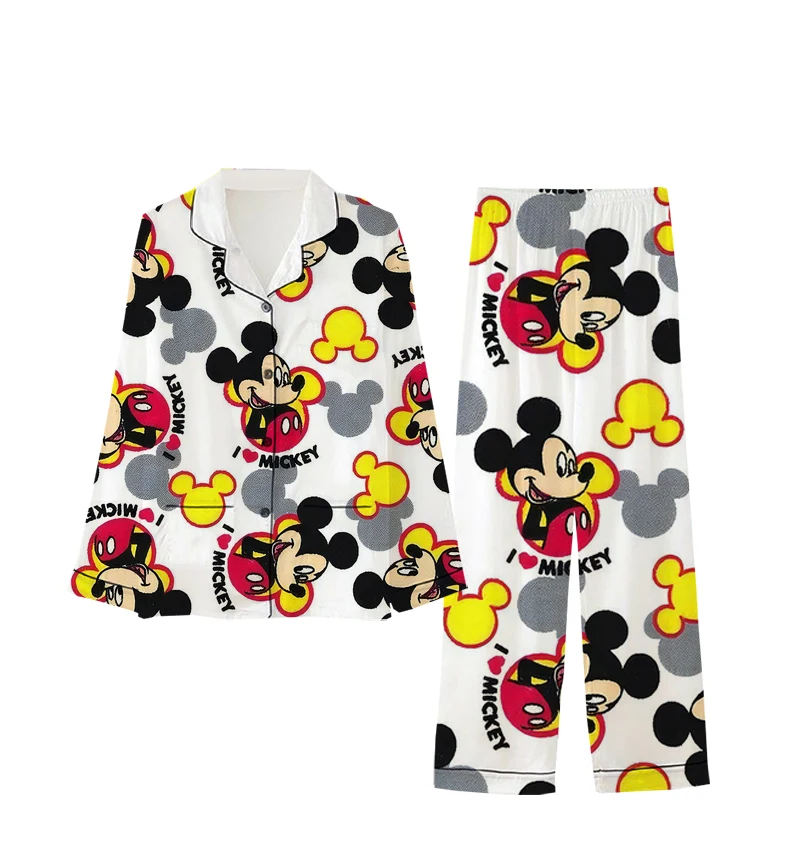 2024 Disney Mickey Mouse Print Summer Women's Pajamas Oversized Pajamas Crew Neck Clothes Pullover Tops Pattern Pajamas Casual