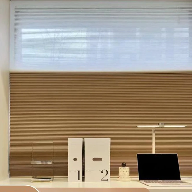 Double Layer Fabric Motorized or Manual Cordless Smart Cellular Honeycomb Blackout Blinds for Windows