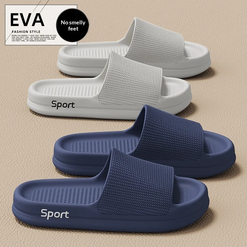 Men Summer EVA Slippers Soft Sole Non-Slip Indoor Outdoor Bathroom Shower Comfortable Walking Sandals Home Beach Casual Shoes
