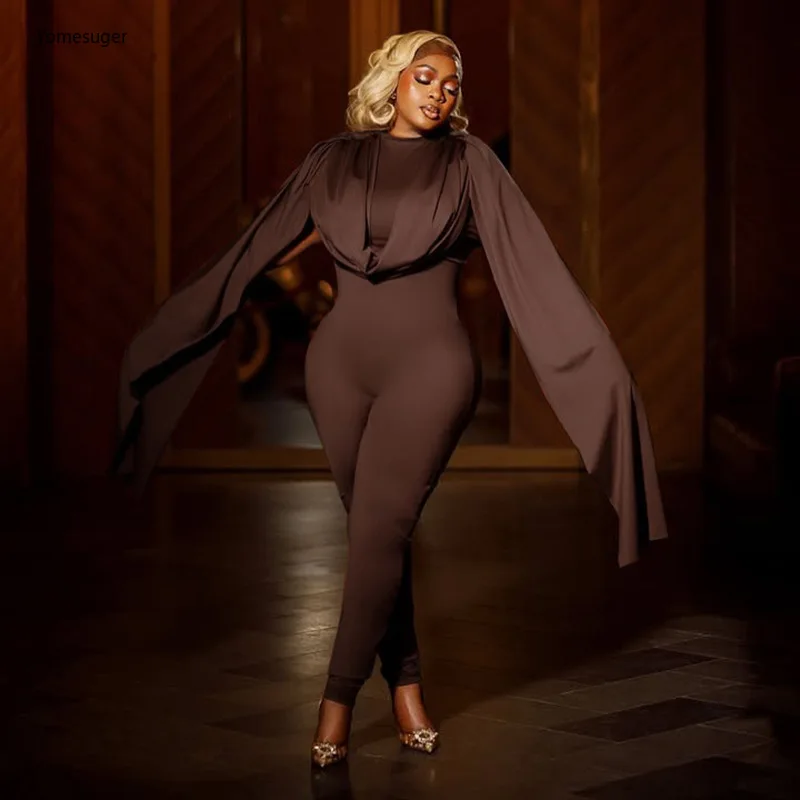 จั๊มสูทคอวีผู้หญิงยี่ห้อ Yomesugar ดีไซน์ผูกโบว์เซ็กซี่ แขนยาว ซิปหลัง ทรงเข้ารูป แฟชั่นชุดรอมเปอร์สำหรับงานปาร์ตี้และคลับ