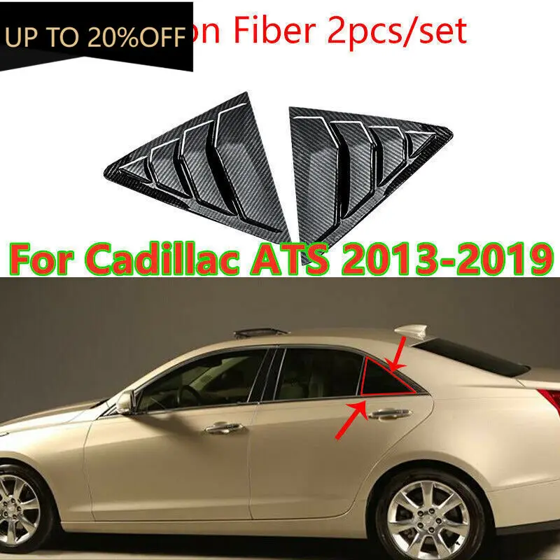 

2X Carbon Fiber Side Window Louver Shutter Cover Fit for Cadillac ATS 2013~2019