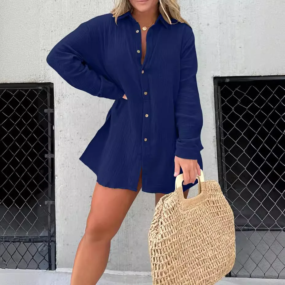 Fashion Cotton and Linen Shirt Jumpsuits for Women Elegant Women Turn Down Collar Long Sleeve Loose Jumpsuit Shorts Chic Street