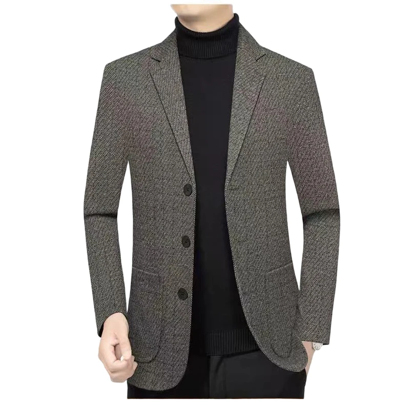 

Autumn's new men's casual three-button suit jacket for middle-aged and elderly people, Dad's single shirt