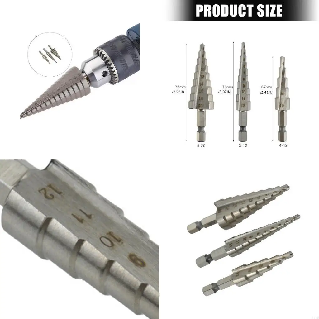 

Shank Step Drill Bit Hole Cutter for Drilling on Metal Plastic M4YD