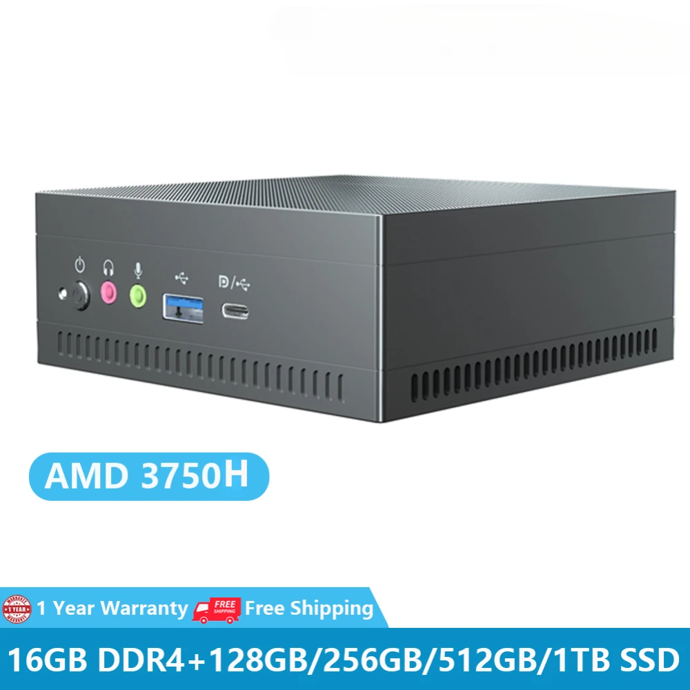 Máy Tính Để Bàn Tính Mini PC Ryzen Windows10 AMD R7 3750H 4-Core 16GB DDR4 Vega 10 Đồ Họa Di Động văn Phòng Chơi Game 4K DP Loại-C HDMI