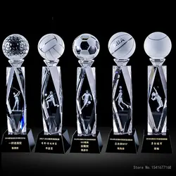CrystalTrophy Customized Sports competition Basketball football volleyball tennis baseball badminton table tennis award trophies