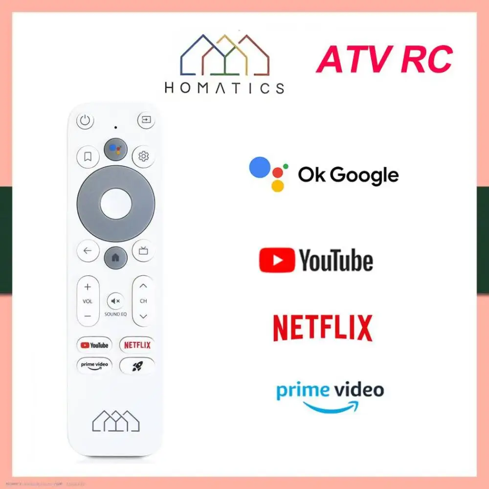 بديل جهاز تحكم عن بعد صوتي أصلي لصندوق هوماكس ، بي تي ، آر لايت ، 4K بلس ، جوجل نيتفليكس ، معتمد