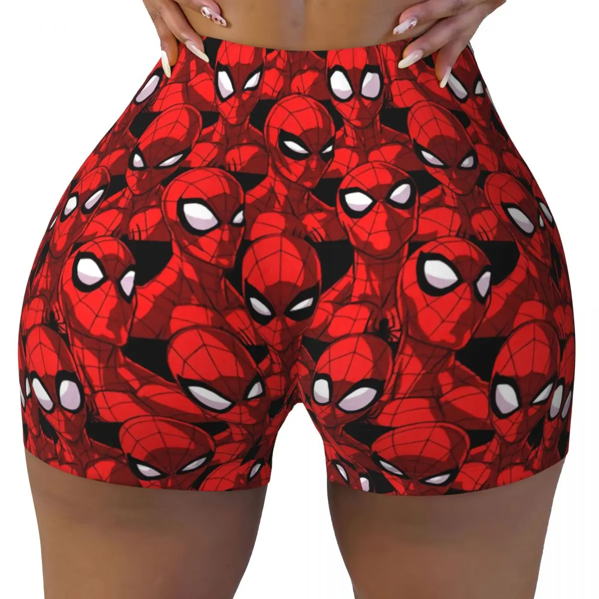 Custom Women's Spiders Workout Yoga Shorts Spider Man Athletic Gym Running Volleyball Shorts