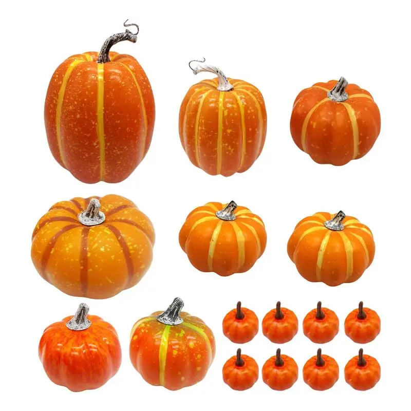 

16pcs Artificial Fake Pumpkins Simulation Halloween Decoration For Fall Home Farmhouse Harvest Thanksgiving Decor