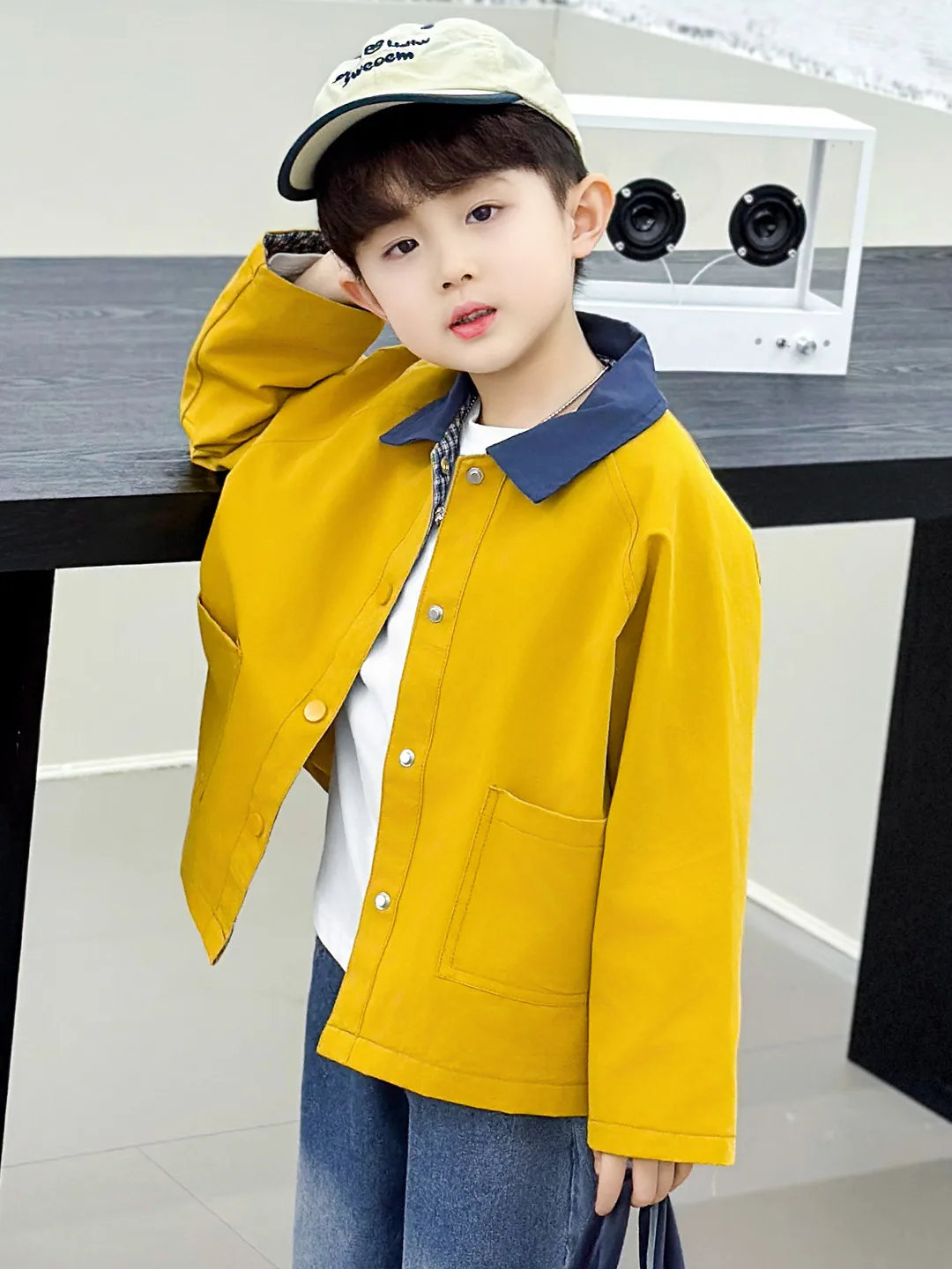 

Весенне-осенняя хлопковая куртка для мальчиков в бейсбольном стиле, модная детская верхняя одежда, дышащая верхняя одежда с прямым подолом