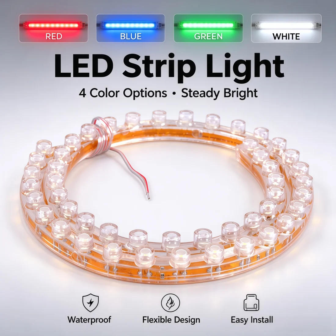 1Pcs 24CM Waterproof  Flexible LED Strip Soft PVC DRL  Angel eyes Motorcycle Led Belt Light License Plate Light Luces Great Wall