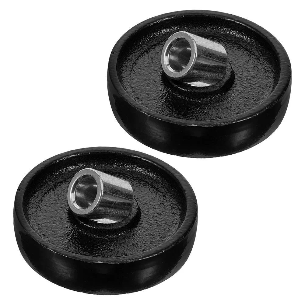 

2 Pcs Jack Accessories Utility Trailer Front Wheel Floor Parts Black Iron Wheels Replacement