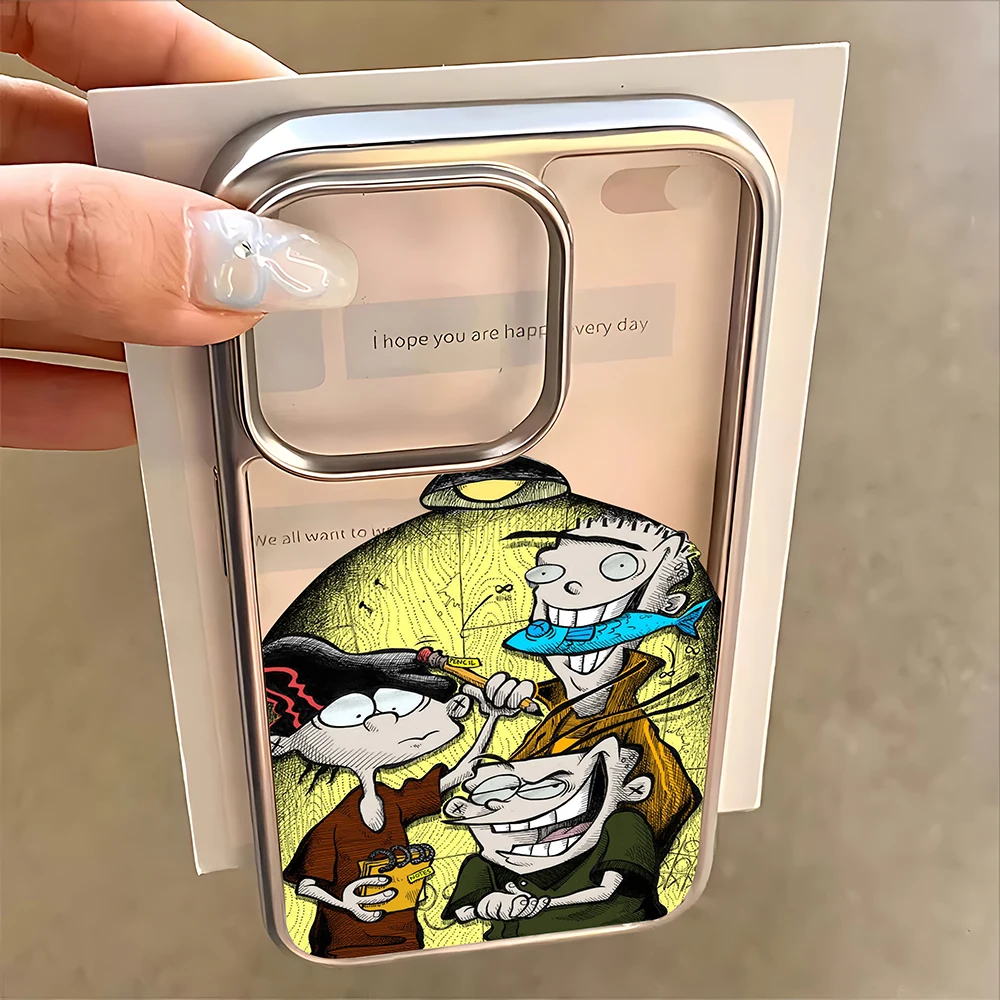 حافظة هاتف كارتونية E-Ed Edd N Eddy لهاتف آيفون 16 15 14 13 12 11 Pro Max X XR XSMAX 8 7 Plus غطاء خلفي ناعم وواضح فاخر #5