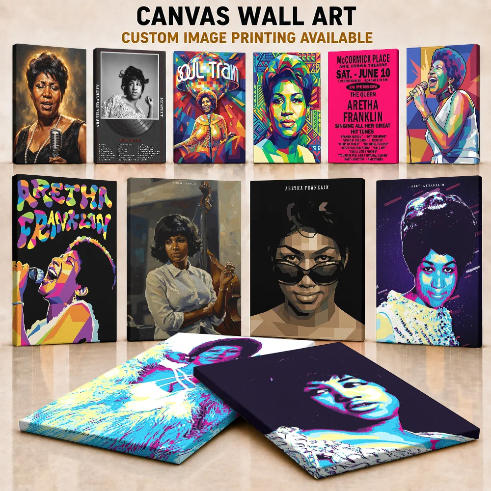 Aretha Franklin Canvas Poster Personalized Photo Classic Soul Vocalist Style Wall Paintings Decoration For Living Room Fan Gift