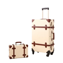 Retro Suitcase Trolley Luggage Set  Women Cabin Travel suitcase Rolling Luggage Bag Universal Wheel 20 inch Men Password Trunk