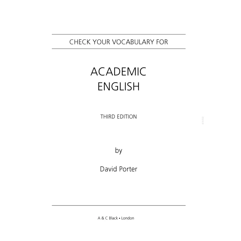 Check Your Vocabulary For Academic English David Porter Bloomsbury UK 9780713682854 Book
