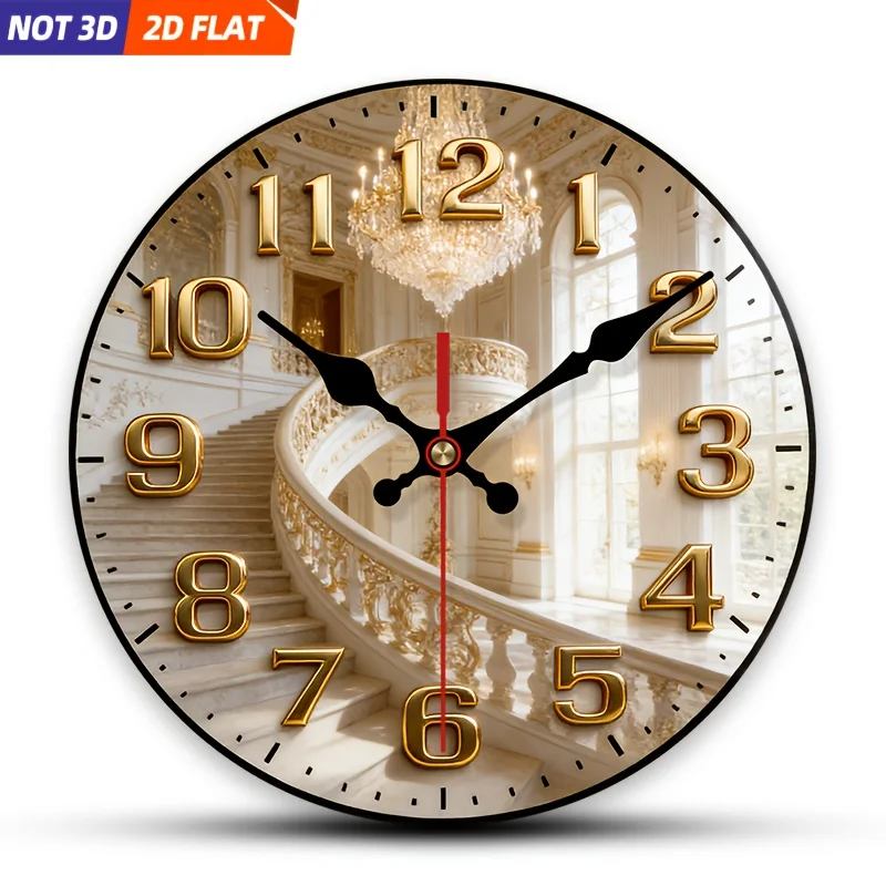 1pc Modern European Palace Wall Clock - Round Silent Sweep Movement, Face Suitable for Bedroom, Living Room, Office Decor, Batte