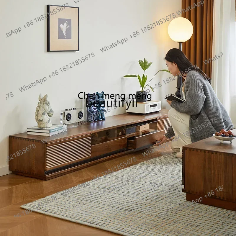 

New arrive Black walnut TV cabinet Solid wood living room home TV cabinet Floor storage locker420