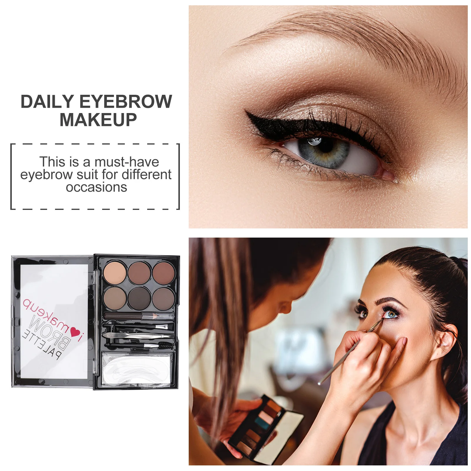 1 セット 1 セット 6 色の眉毛パウダー長期的な防水メイクアップツール女性のための眉毛ブラシキット供給女性美容
