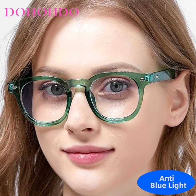

Rivets Round Frame Decoration Blue Light Blocking Glasses Women Man Fashion Designers Computer Play Games Eye Protection Eyewear