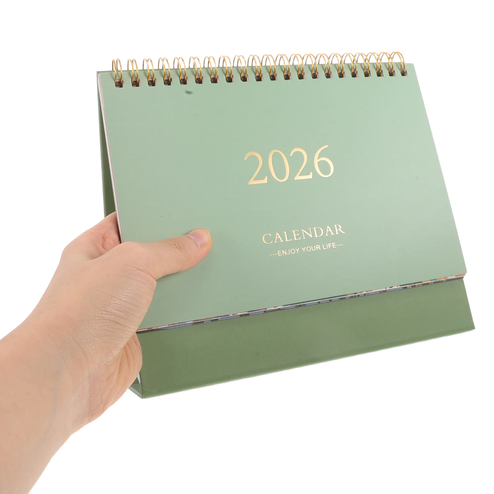 

2026 Mini Desk Compact Portable Planner For Office Home Decor Green Smooth Paper Flip Calendar 18 Months Schedule Stand Up
